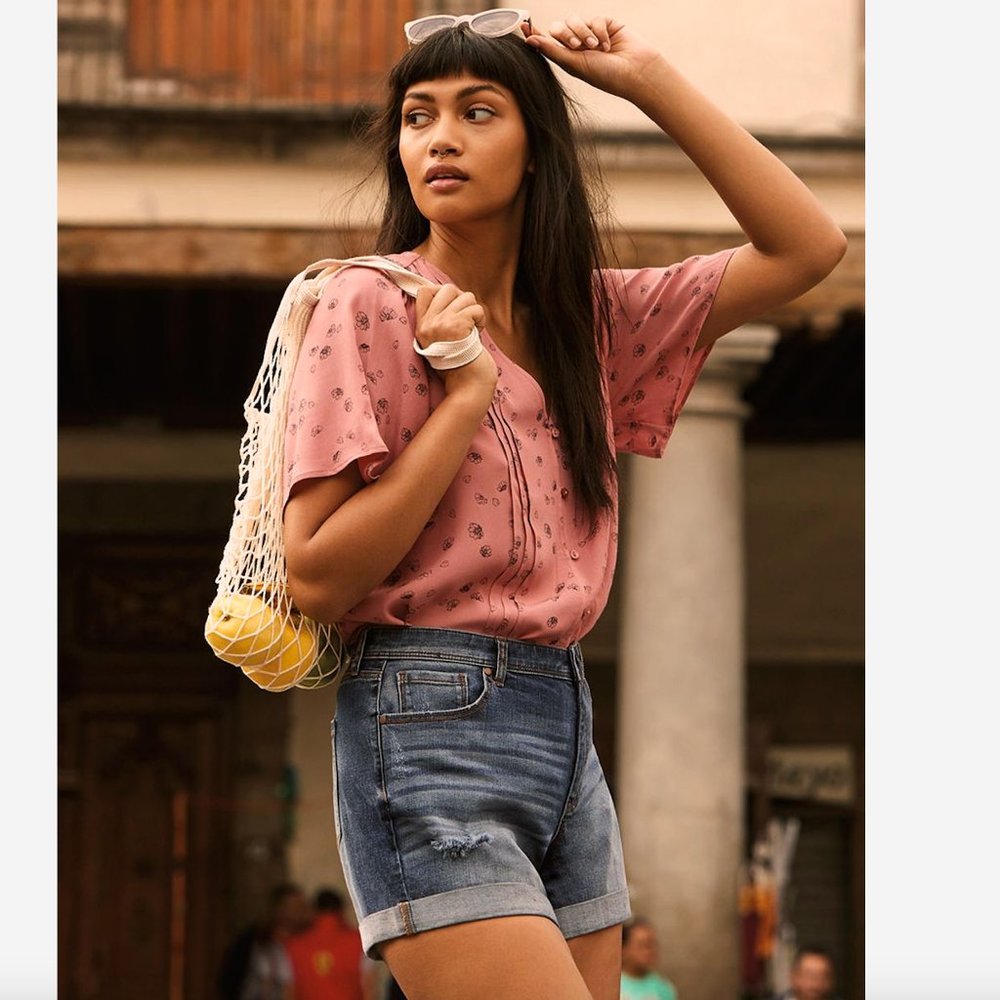 Reitmans Denim Shorts with Rolled Cuffs and Rip Details